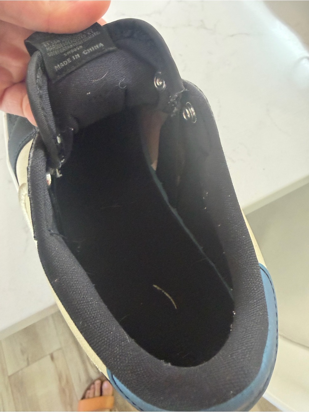 Nike Low Top Leather Sneakers - Black, Cream & Blue Accent - Picture 6 of 6